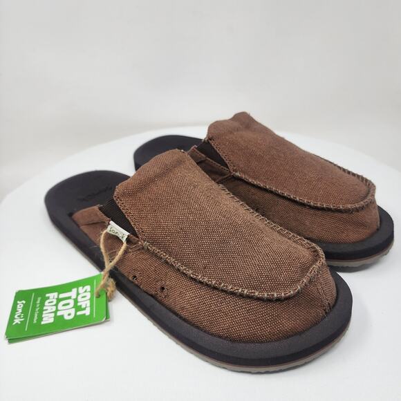 Sanuk You Got My Back St Hemp Men 8 Brown w/ Woven Blanket Lining 1127214 NWT - Picture 1 of 13